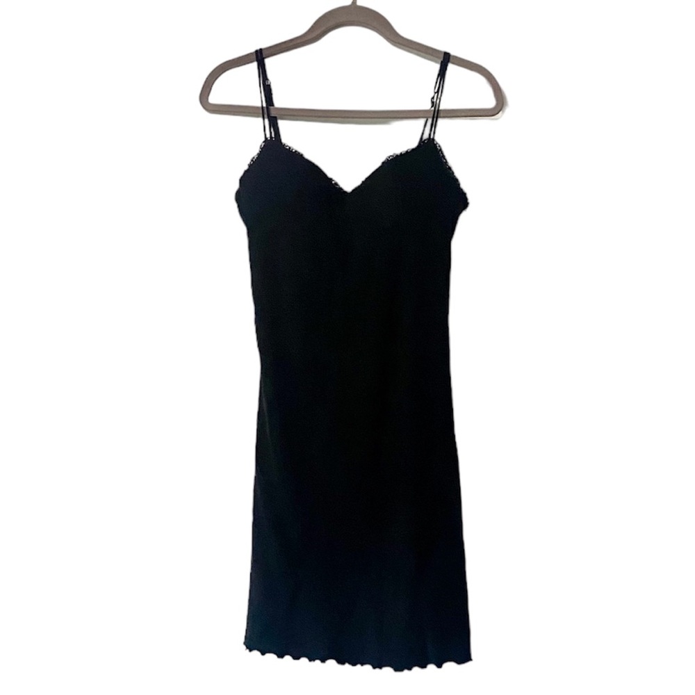 Women’s Black Lace Dress Built in Bra Spag Straps Black Size Large One Step Up